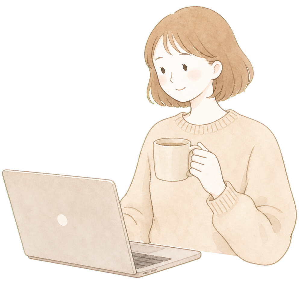 ノートパソコンの前で相談を受けるWebデザイナーのイラスト