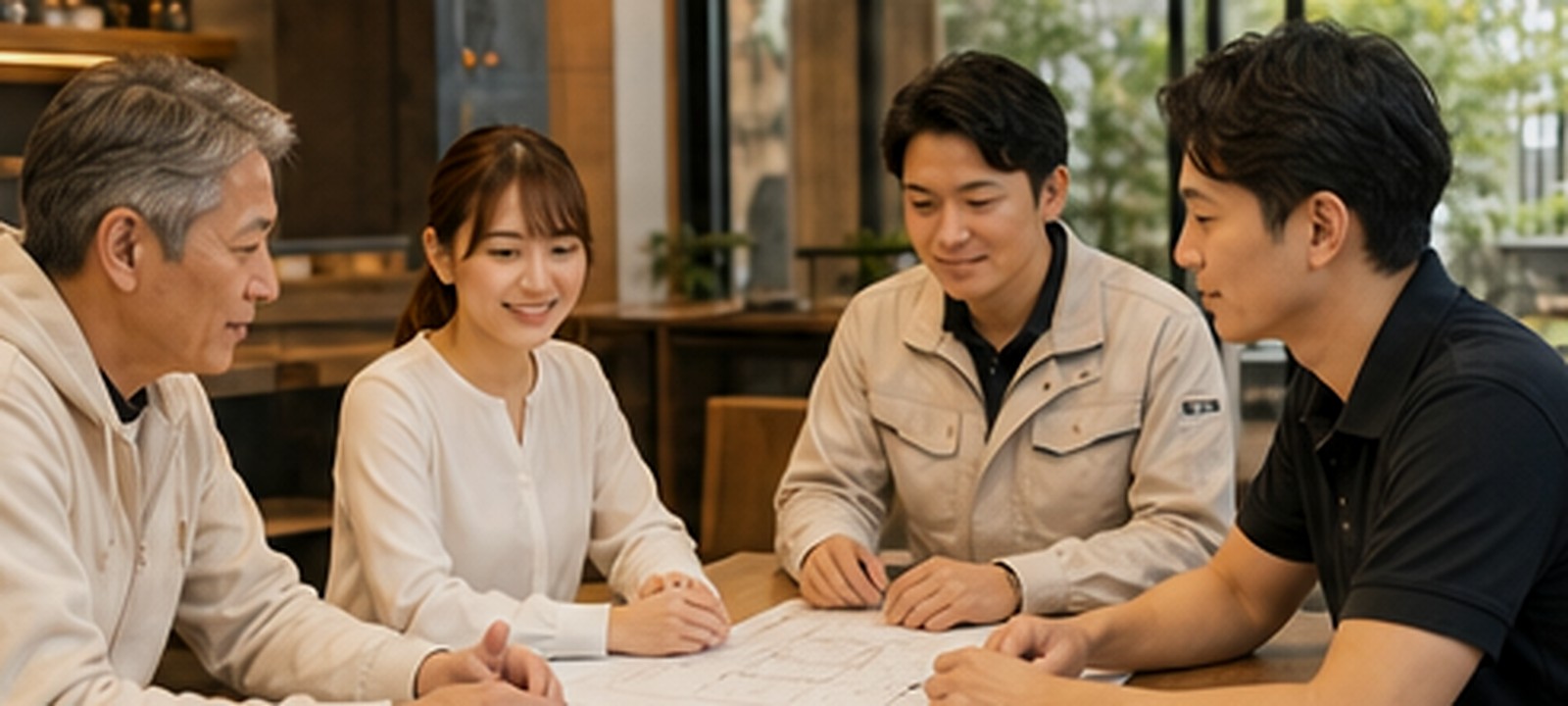 打ち合わせをするスタッフ