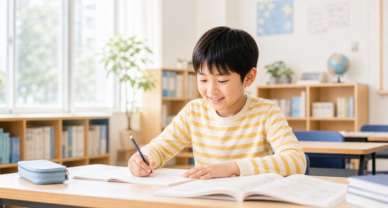 小学生が読書をしている様子