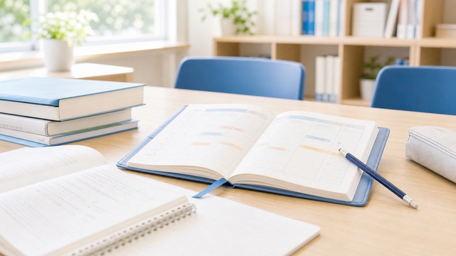 学習計画用のノートと教材