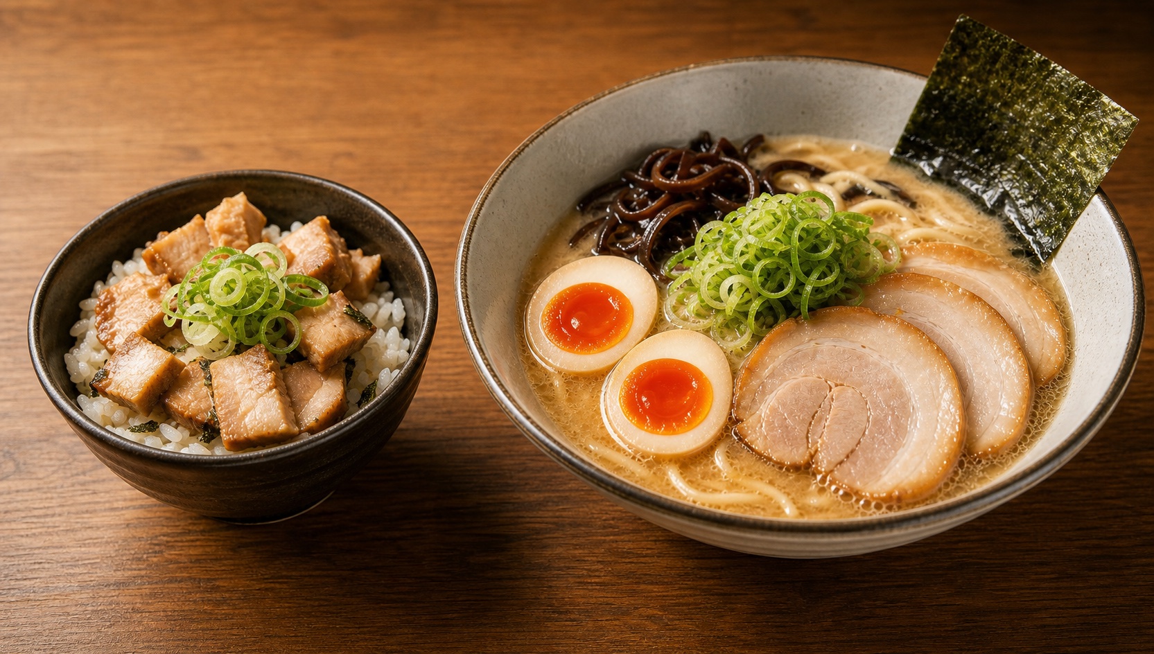 Aセット らーめんとチャーシュー丼