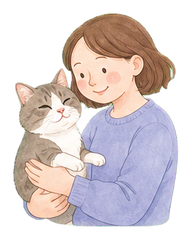猫を抱く飼い主